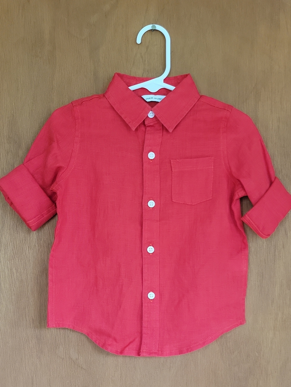 Red Linen Button-down Shirt